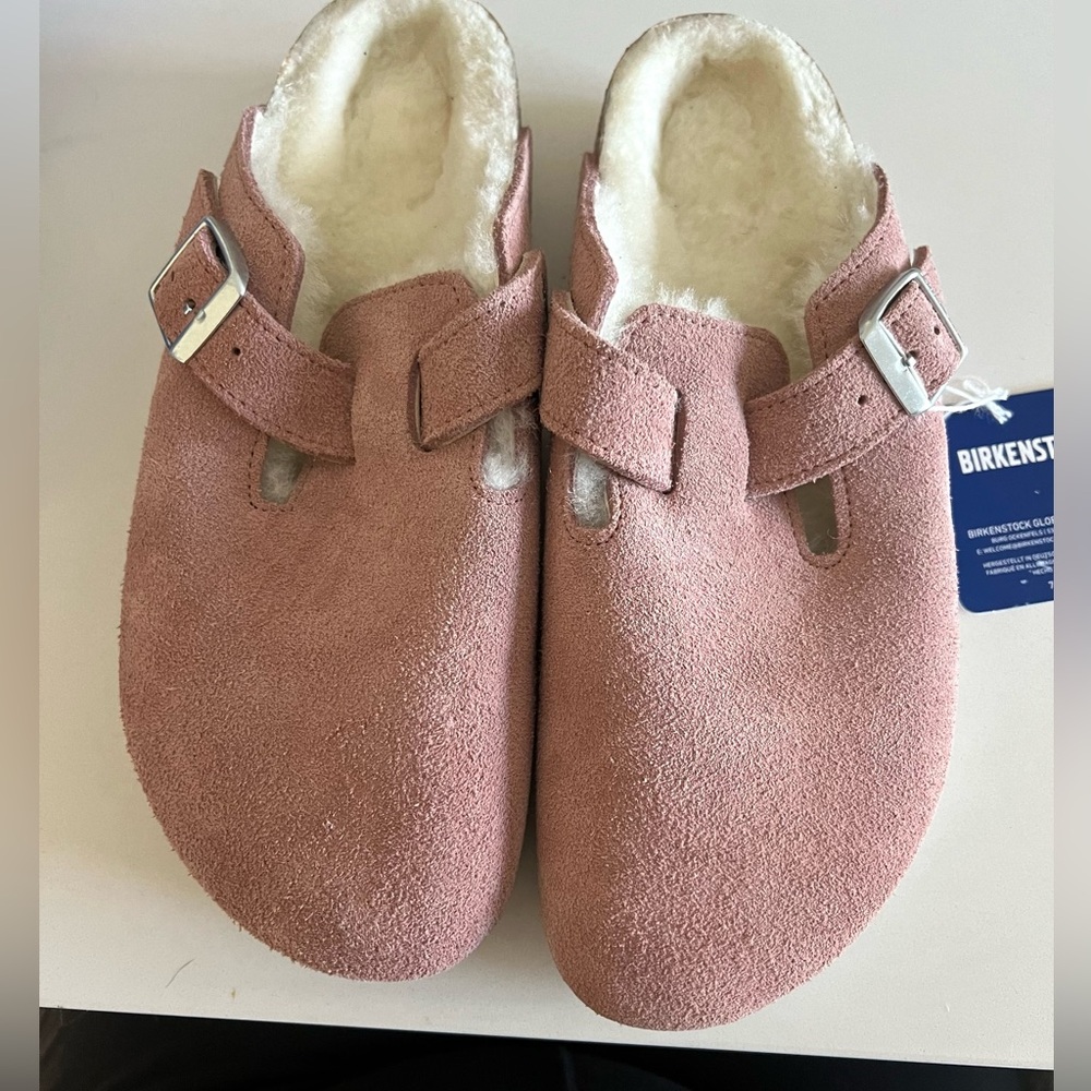 Boston Shearling MINK (pink) Birkenstocks 38
